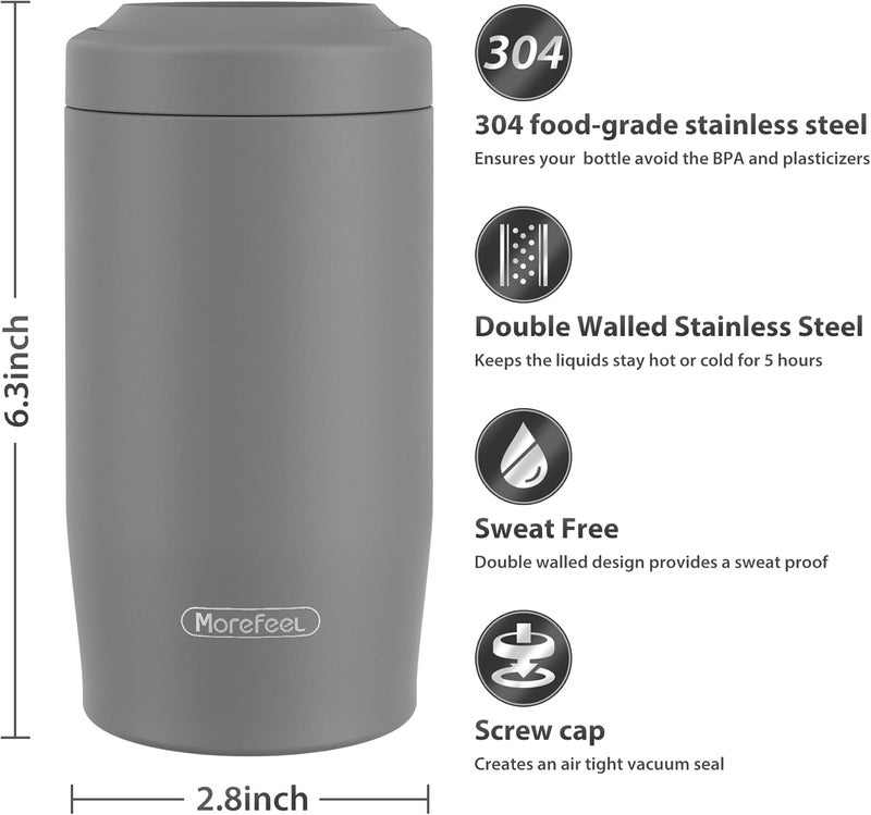 MoreFeel 4-in-1 Skinny Can Cooler Double Wall Stainless Steel Insulated Can Holder,Can Coozie, Works With 12 Oz Slim Can,Standard Cans,Beer Bottles & As Pint Cups (Dark Gray) - Image 5